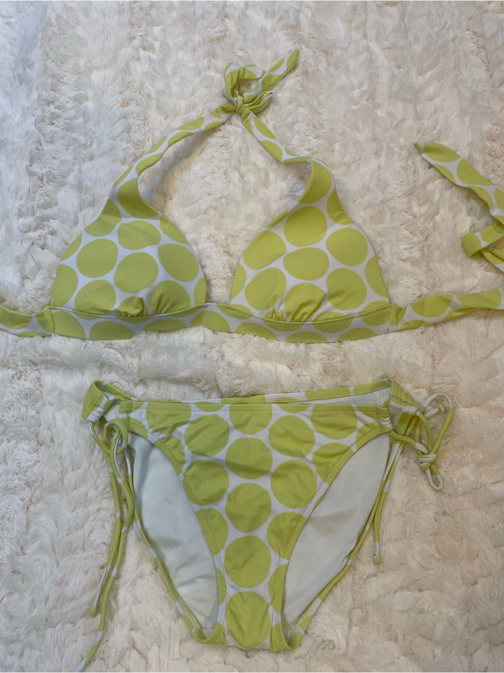 Victoria's Secret Lime Green Polka Dot Halter Bikini